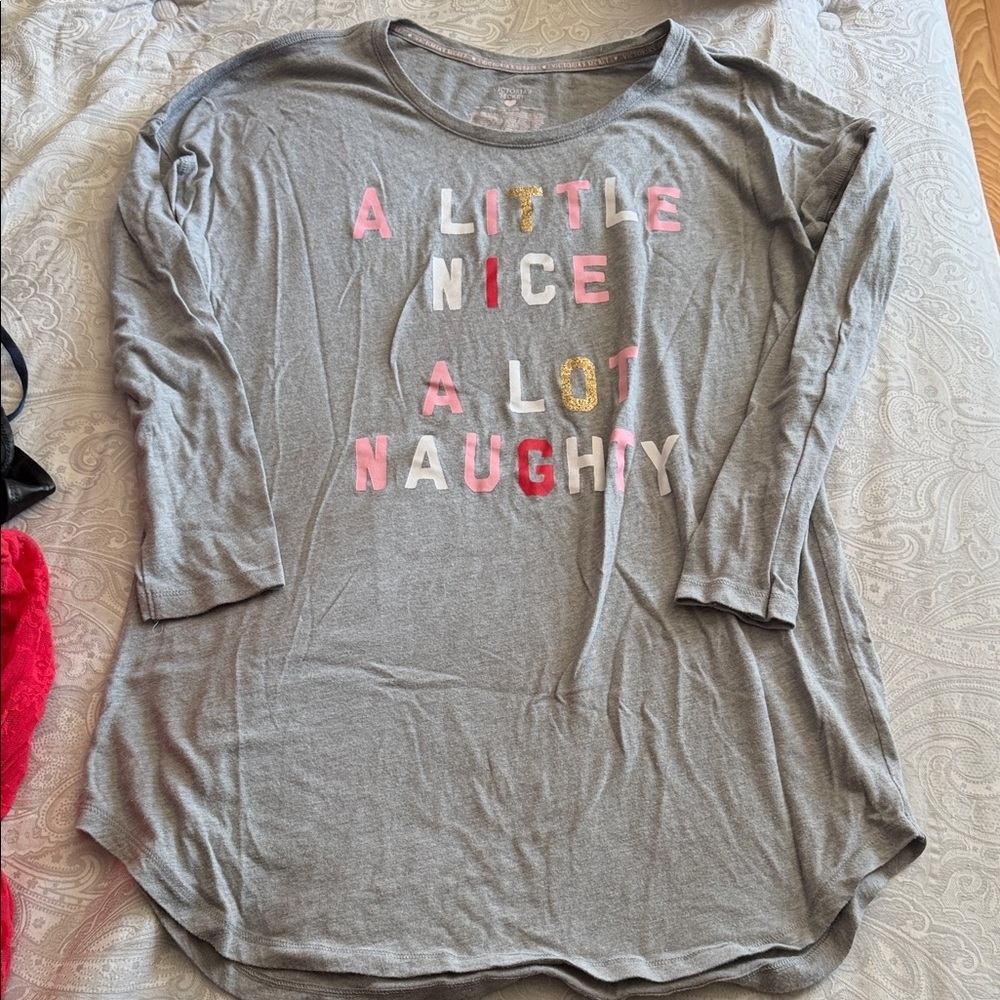Victoria's Secret Gray sheep shirt with Colorful Text